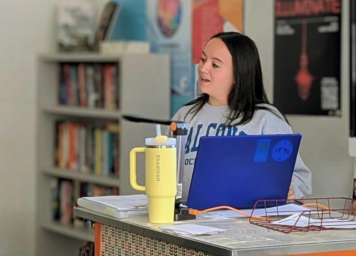 A picture of Ms. Branigan teaching