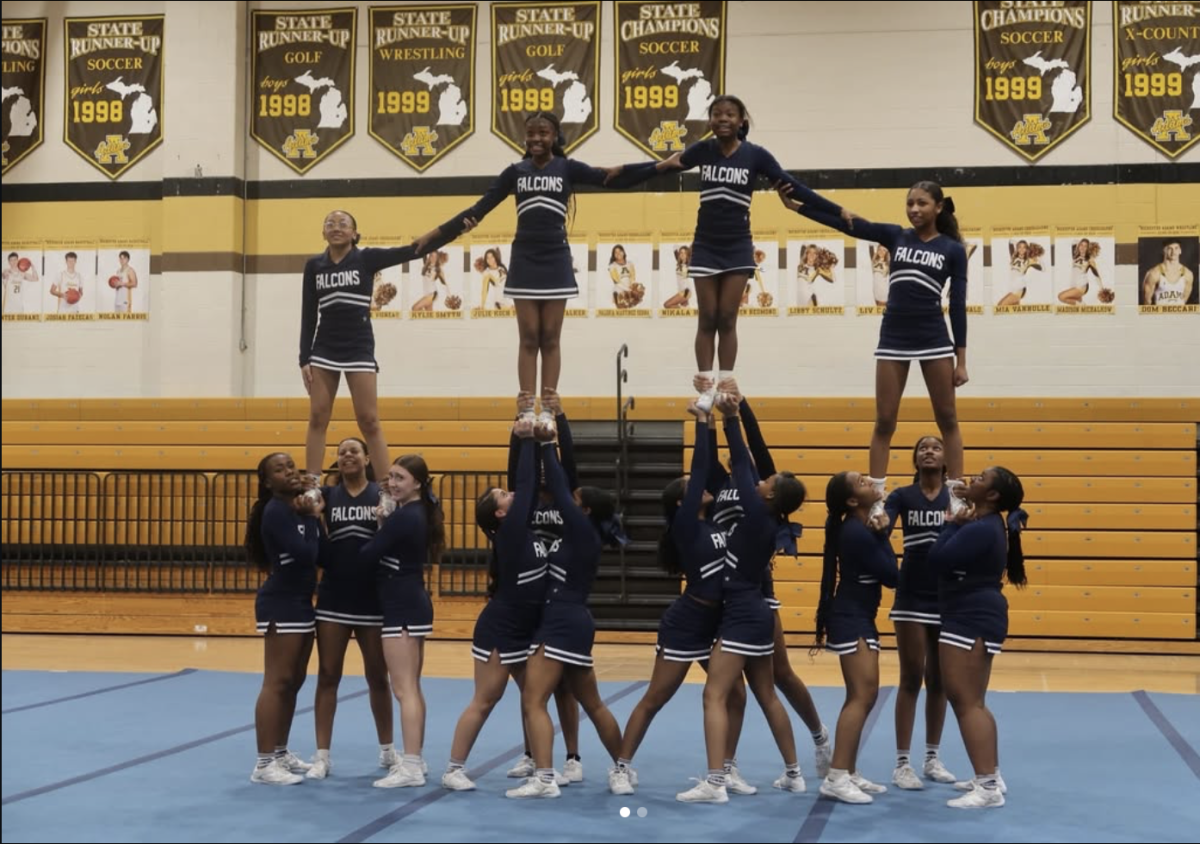 Competitive cheer in a pyramid 