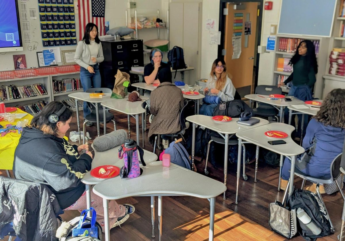 A meeting during FHS's after school crochet club