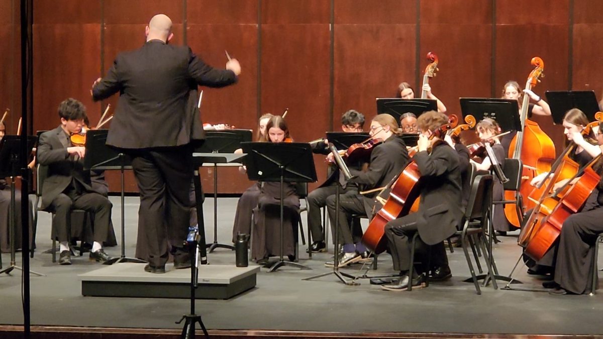 Mr. Traines and his Symphony Orchestra performing.